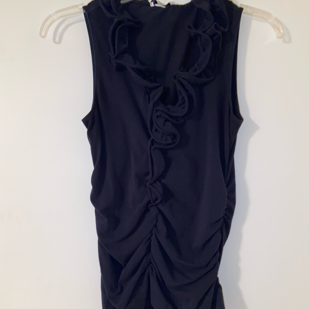 CAbi navy ruffle top 740